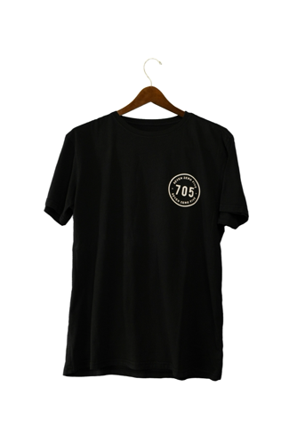 A black-shirt-on-white product shot — a worst case for BlurHash