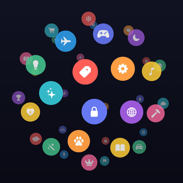 Icons evenly spread over the sphere