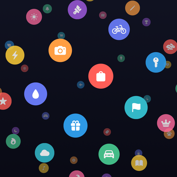 The sphere zoomed in, items spread apart